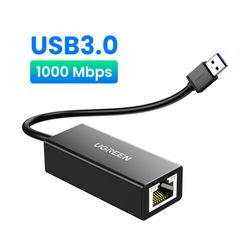 UGREEN ADAPTADOR PARA INTERNET USB-A 3.0 /RJ45 GIGABIT ABS NEGRO  CR111