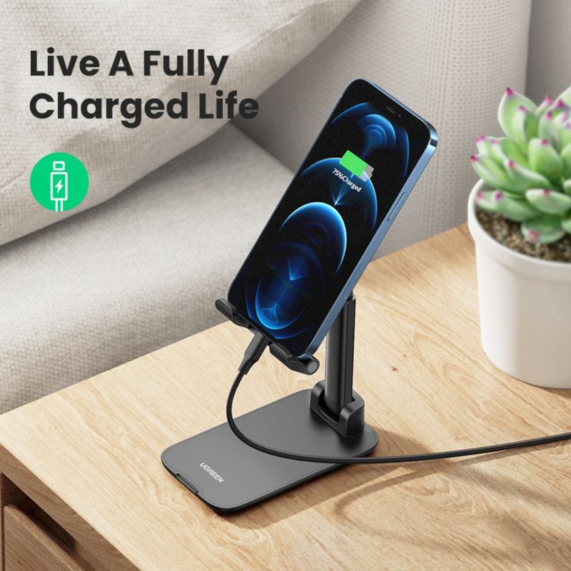 Base-De-Escritorio-Para-Celular-Altura-Inclinacion-Ajustable-Negro-Ugreen-Lp373-Soportes-y-Aros-de-Luz