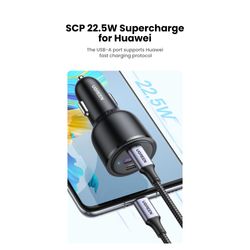 UGREEN CARGADOR AUTOMOVIL 2USB-C + 1USB-A CARGA RAPIDA 69W MAX NEGRO  CD239
