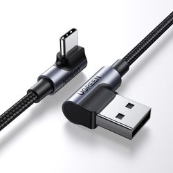 UGREEN CABLE CURVO USB-A/USB-C 3A MAX TRENZADO 2M NEGRO  US176