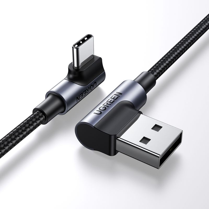 UGREEN Cable USB-C 2.0 a USB-C 2.0 en ángulo 3A 2m (2-Pack)