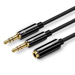 UGREEN CABLE DE AUDIO SPLITTER H/2M ESTEREO JACK 3.5MM/2JACK 3.5MM 20CM NEGRO TRENZADO  AV140