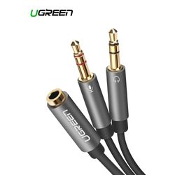 UGREEN CABLE DE AUDIO SPLITTER H/2M ESTEREO JACK 3.5MM/2JACK 3.5MM 20CM NEGRO TRENZADO  AV140