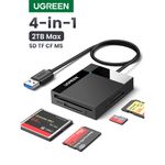 Lector 4En1 Multi-Tarjeta De Memoria Usb-A 3.0 (Sd/Microsd/Cf/Ms) 50Cm Negro Ugreen Cr125 Adaptadores y Cables