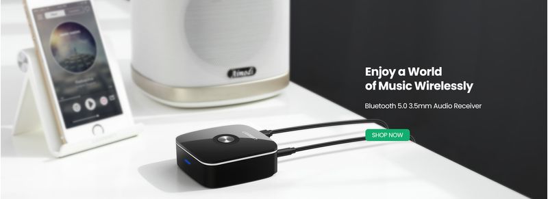 Adaptador Audio Receptor Bluetooth 5.0 A 2Rca M Recargable Negro Ugreen Cm123 Receptores Bluetooth
