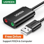 Tarjeta-De-Audio-Externa-Usb-A--2Jack-3.5Mm-M-2H--Audio-Estereo---Mic--15Cm-Negro-Ugreen-Us205-Cables-Adaptadores-y-Hub