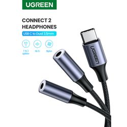 UGREEN CABLE SPLITTER AUDIO ESTEREO USB-C/2JACK 3.5MM M/H 20CM NEGRO  AV144