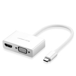 UGREEN CONVERTIDOR DE VIDEO USB-C M / (HDMI 1.4B 3D 4K/30HZ H)/ VGA H 1920X1200P/60HZ BLANCO  MM123