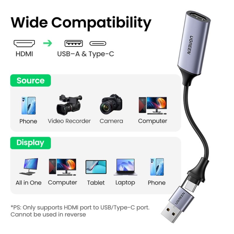Capturadora-De-Video-Hdmi-4K-60Hz---Usb-C---Adaptador-Usb-A-1080P-30Hz-Ugreen-Cm489-Cables-Adaptadores-y-Hub
