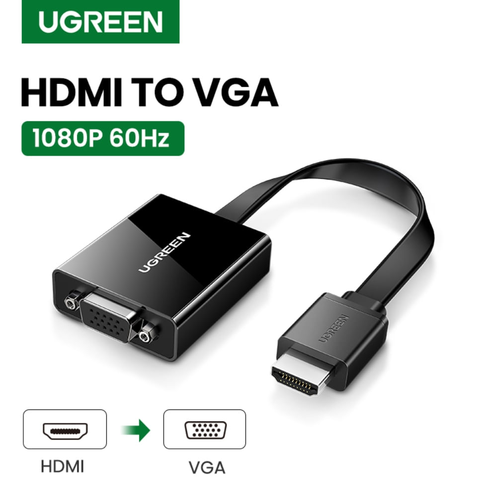 UGREEN Adaptador activo HDMI a VGA con conector de audio de 3,5 mm