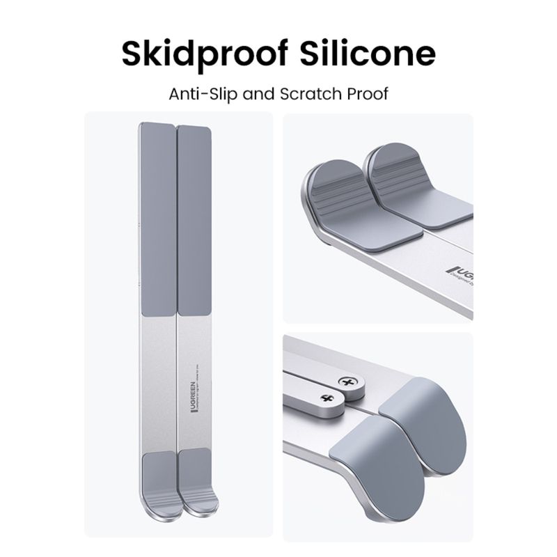 Alzador-Plegable-Portatil-Para-Notebook-17.3-Max-Aluminio-Silver-Ugreen-Lp451-Alzadores-y-Camaras-Web