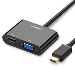 UGREEN CONVERTIDOR HDMI/VGA 1080P/60HZ M/H + PUERTO JACK 3.5MM NEGRO  CM101