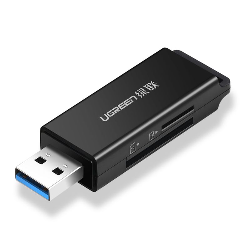 Lector 2En1 Multi-Tarjeta De Memoria Usb-A 3.0 (Sd/Microsd) Negro Ugreen Cm104 Adaptadores y Cables