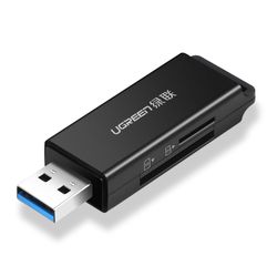UGREEN LECTOR 2EN1 MULTI-TARJETA DE MEMORIA USB-A 3.0 (SD/MICROSD) NEGRO  CM104