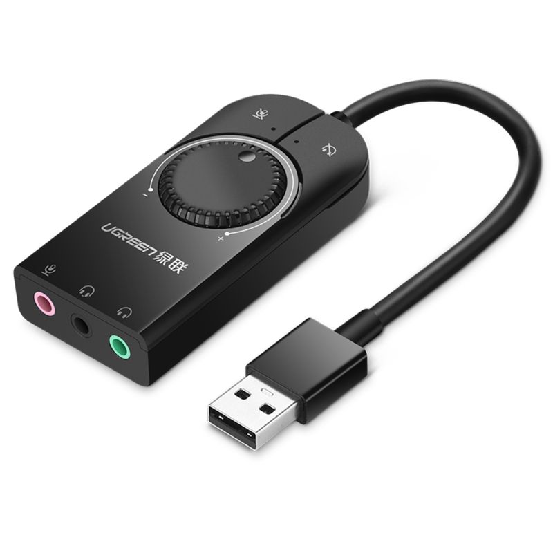 Tarjeta-De-Audio-Externa-2.0-Usb-A--2Jack-3.5Mm-M-2H--Estereo---Mic----Controles-Negro-Ugreen-Cm129-Cables-Adaptadores-y-Hub