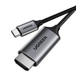 Cable-De-Video-Usb-C---Hdmi--4K-60Hz-Or-1080P-144Hz--Trenzado-1.5M-Gris-Ugreen-Mm142-Cables-Adaptadores-y-Hub