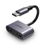 Splitter-Usb-C---2-Usb-C-Audio-Carga-3A-Max-10Cm-Grisugreen-Cm232-Cables-y-Adaptadores