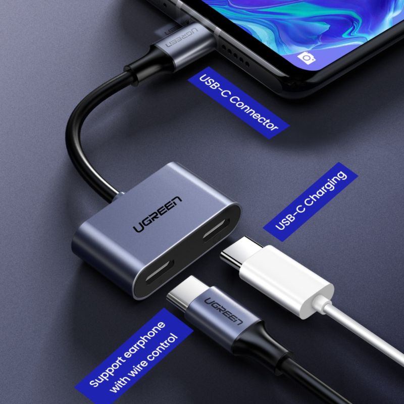 Adaptador de carga y auriculares USB C 2 en 1 Ugreen