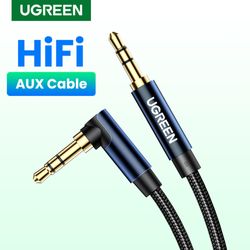 UGREEN CABLE AUDIO AUXILIAR CURVO JACK 3.5MM M/M TRENZADO 2M AZUL OSCURO  AV112