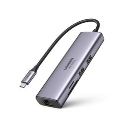 UGREEN MULTIPUERTO USB-C / (1HDMI 4K/60HZ)+(2USB 3.0)+(SD/MICROSD)+(RJ45 GIGABIT)+(INUSB-C PD)  CM512