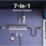 Multipuerto Usb-C / (1Hdmi 4K/60Hz)+(2Usb 3.0)+(Sd/Microsd)+(Rj45 Gigabit)+(Inusb-C Pd) Ugreen Cm512 Cables Adaptadores y Hub