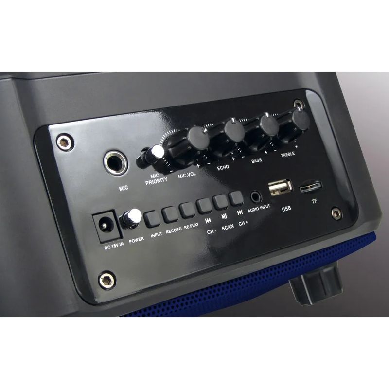 PARLANTE BLUETOOTH KARAOKE AZUL CON MICROFONO