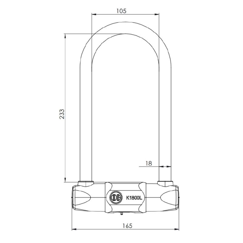 CANDADO U LOCK 18X233MM P/ BICICLETA ODIS K1800L LLAVE DISCO BT
