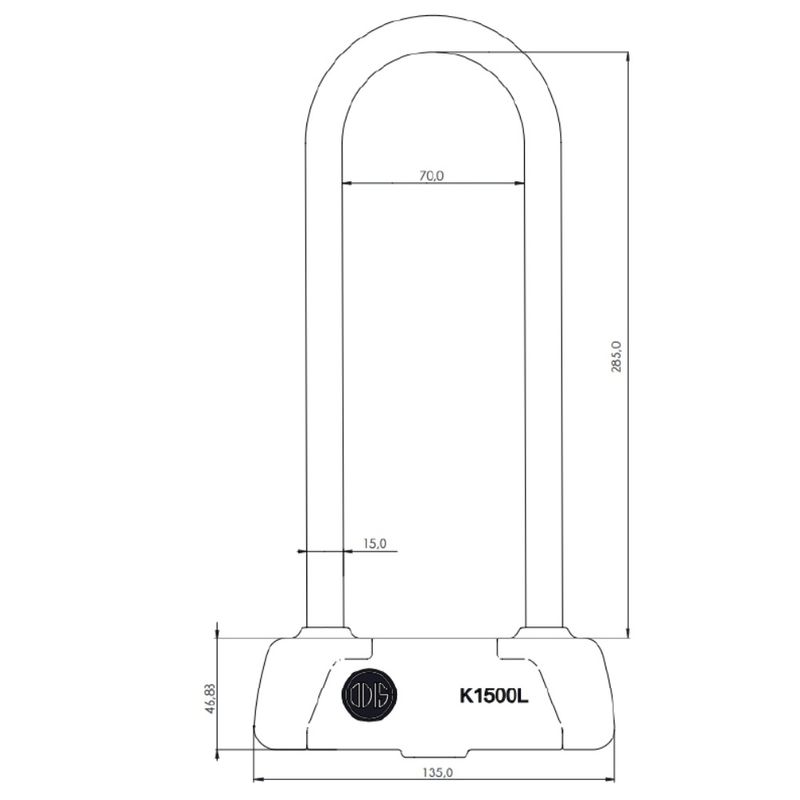 CANDADO U LOCK 15X285MM P/ BICICLETA ODIS K1500  LLAVE MAPA BT