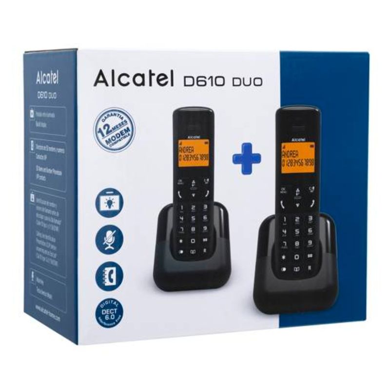 ALCATEL TELEFONOS FIJOS INALAMBRICOS DUO D610 NEGRO