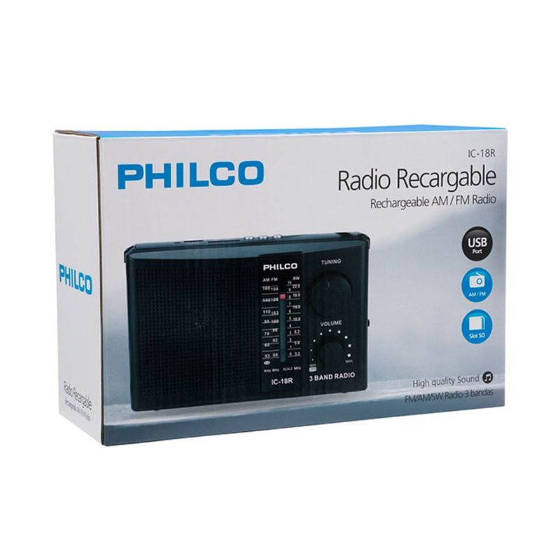 RADIO-RECARG.-AM-FM--USB-SD-PHILCO