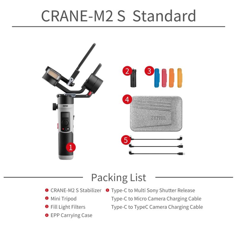 Estabilizador Camara Y Celular Zhiyun Crane-M2 S Accesorios Grabación
