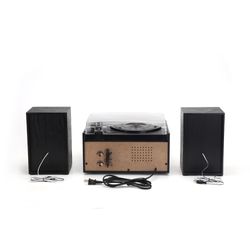 INTROTECH TORNAMESA BLUETOOTH CON CD Y CASSETTE + PARLANTES EXTERNOS COLOR BLACK