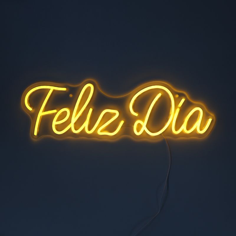 LETRERO ESTILO NEON FELIZ DÃA AMARILLO GEN