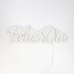 LETRERO ESTILO NEON FELIZ DÍA AMARILLO