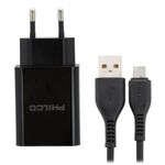 PHILCO-CARGADOR-DE-PARED-2.1-A-DOBLE-USB-C-CABLE-MICRO-R2107-NEGRO