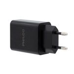 PHILCO-CARGADOR-DE-PARED-2.1-A-DOBLE-USB-C-CABLE-MICRO-R2107-NEGRO