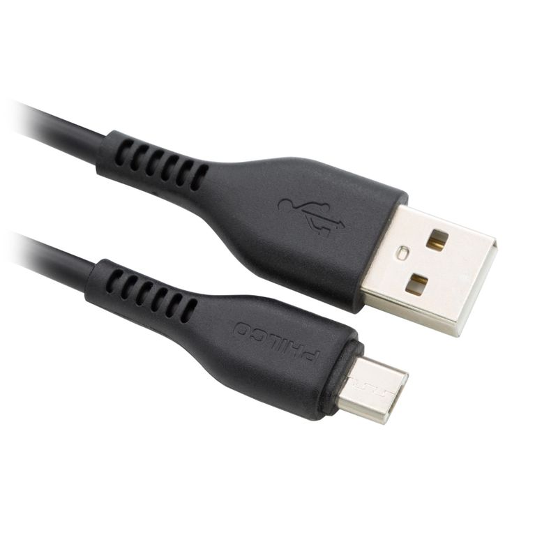 PHILCO-CARGADOR-DE-PARED-2.1-A-DOBLE-USB-C-CABLE-MICRO-R2107-NEGRO