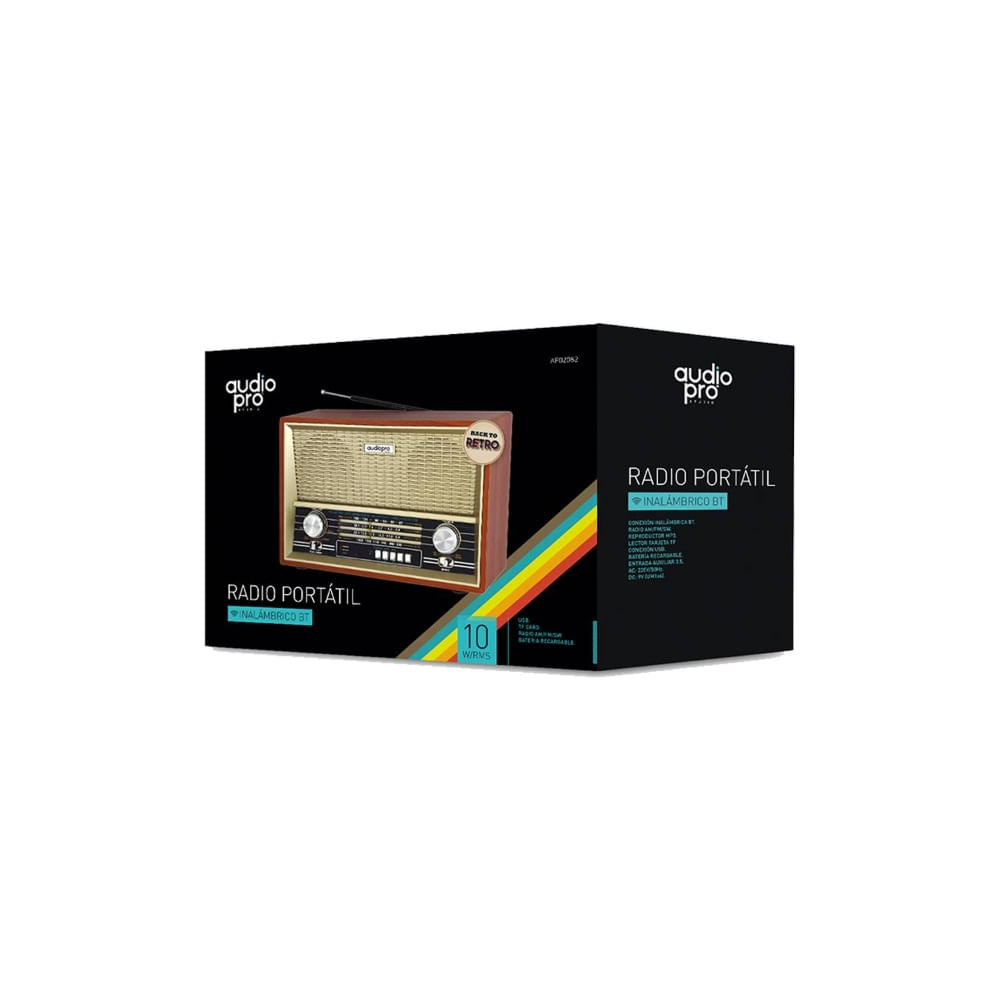 RADIO BLUETOOTH RETRO PORTATIL AUDIOPRO FM USB SD AP02059 – Buy Chile