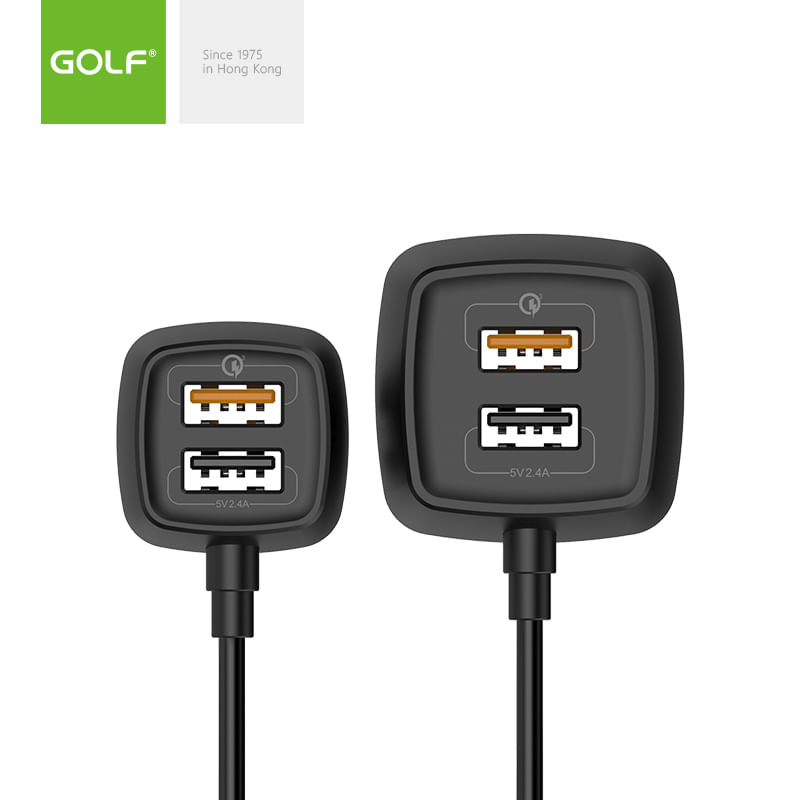 Cargador-Automovil-4Usb-60W-Max-ConexiON-Frontal---Extension-Trasera-Golf-Gf-C18-Negro-Cargadores-de-Telefonia
