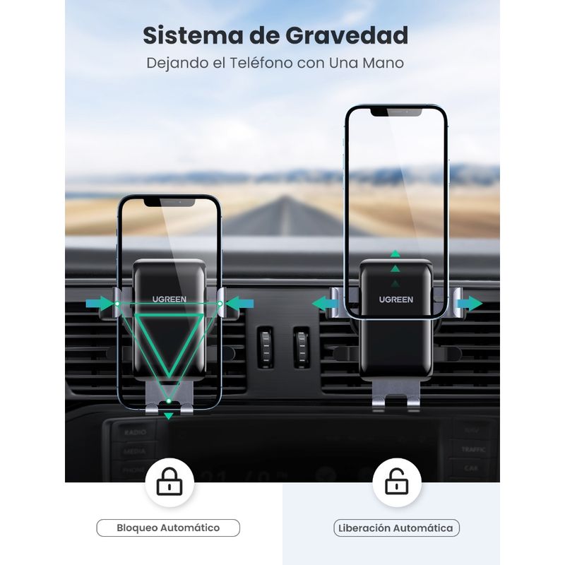 UGREEN-SOPORTE-CELULAR-AJUSTE-POR-GRAVEDAD-PARA-REJILLA-DE-VENTILACION-REDONDA-AUTOMOVIL-LP274