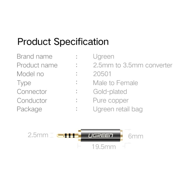 UGREEN-ADAPTADOR-PLUG-2.5MM-A-JACK-3.5MM-M-H-MIC-COMPATIBLE-20501
