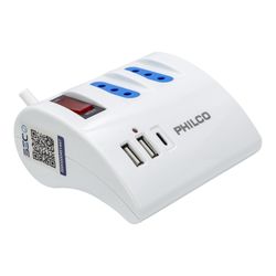 PHILCO ALARGADOR ELECTRICO 3 TOMAS + 2 USB + 1 USB TIPO C