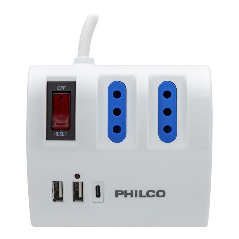 PHILCO-ALARGADOR-ELECTRICO-3-TOMAS---2-USB---1-USB-TIPO-C