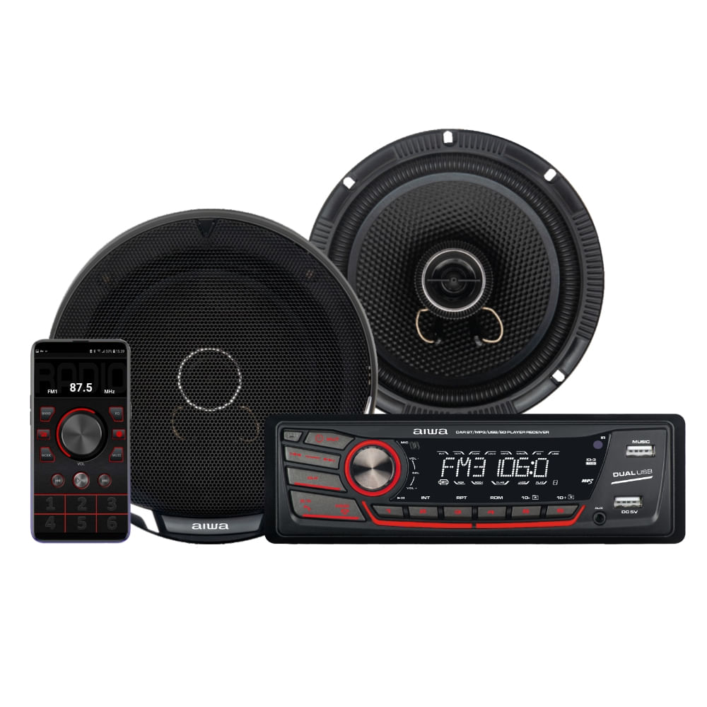 AIWA COMBO RADIO BLUETOOTH 1 DIN + PARLANTE AUTO