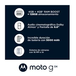 MOTOROLA MOTO G04 NEGRO COSMICO 4+128GB