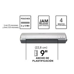 SWINGLINE PLASTIFICADORA INSPIRE PLUS 9 PULGADAS PLATA SWINGLINE