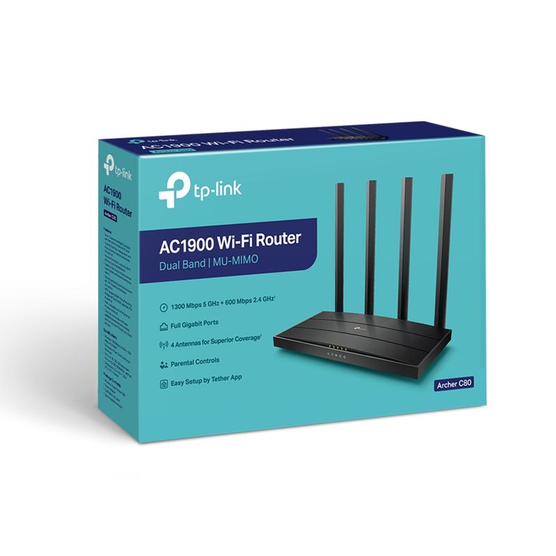 Router Inalambrico Dual Band Mu-Mimo Ac1900 4 Ant Gigabit Tp-Link Archer C80 Router