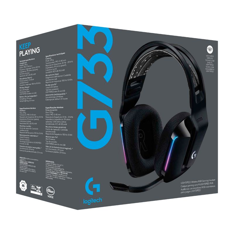 LOGITECH AUDIFONOS GAMER G733 INALAMBRICOS LIGHTSPEED RGB BLACK