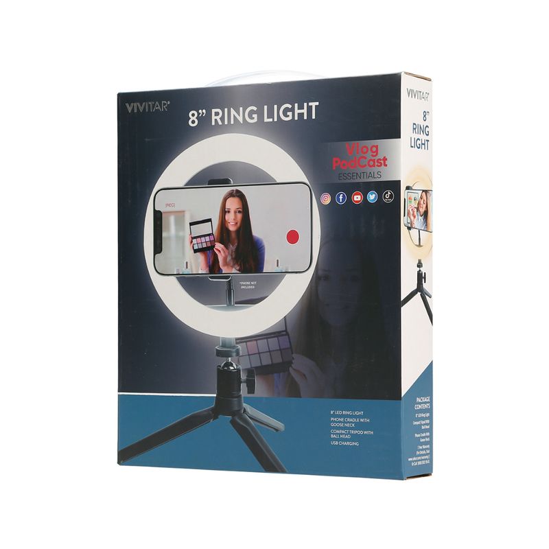 STREAMING ESSENTIALS 8 LED RING LIGHT VIVITAR | casaroyal.cl - Casa Royal