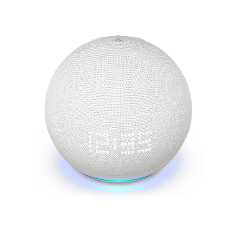 AMAZON ECHO DOT 5 C/ CLOCK (5TH GEN) CON ALEXA- GLACIER WHITE